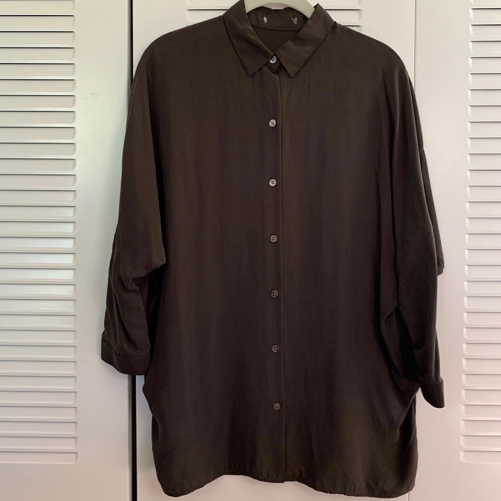 Vince chocolate brown silk shirt